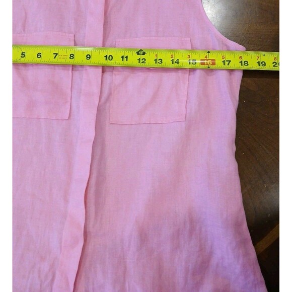 Theory Womens Linen Top Tank Medium Bright Pink Pockets Button Up Hidden Placket - Picture 7 of 12